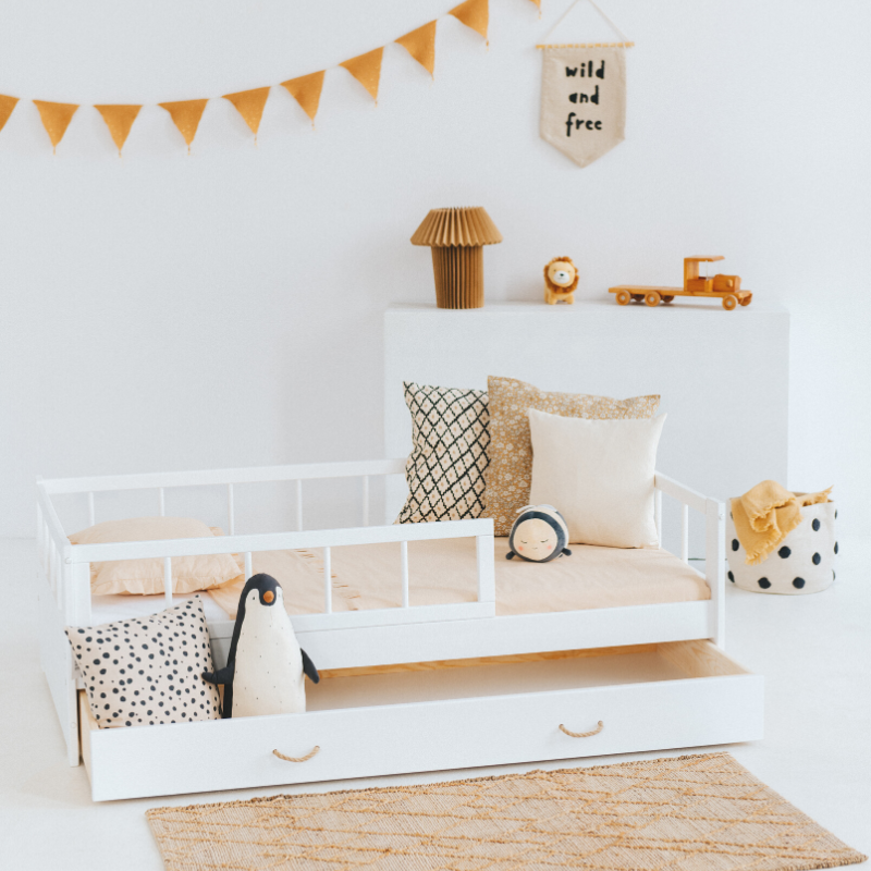 Juniorsäng Minnie med förvaringslåda/extra säng, vit - Bild 3