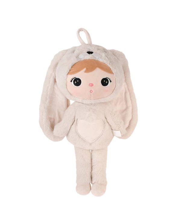 Beige kanin, stor docka med namn