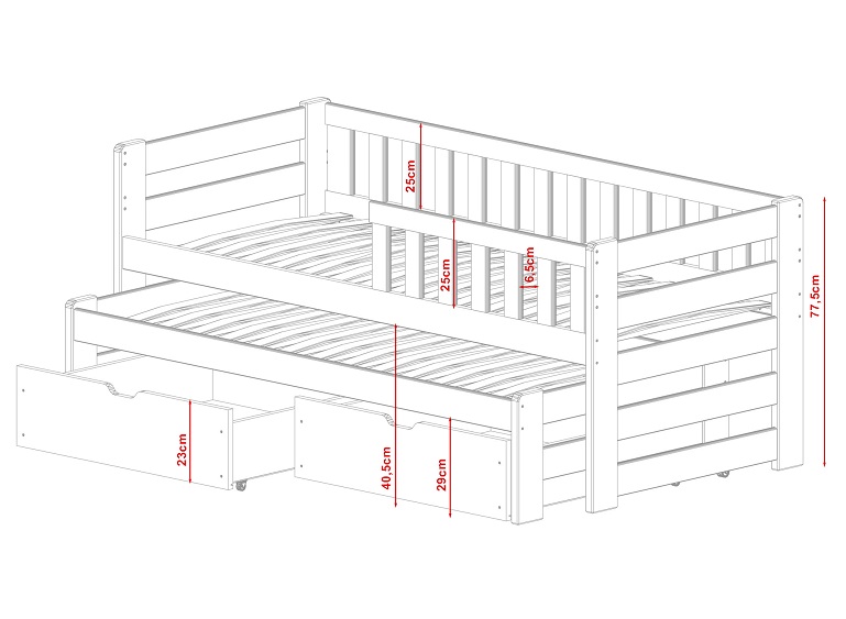 Barnsäng med stödbräda och extrasäng, Billy - Bild 6
