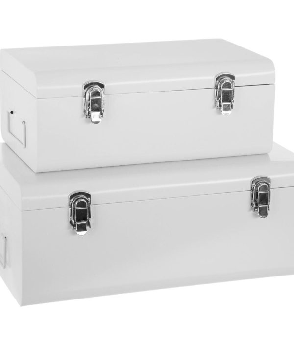 Vit koffertförvaring, 2-pack