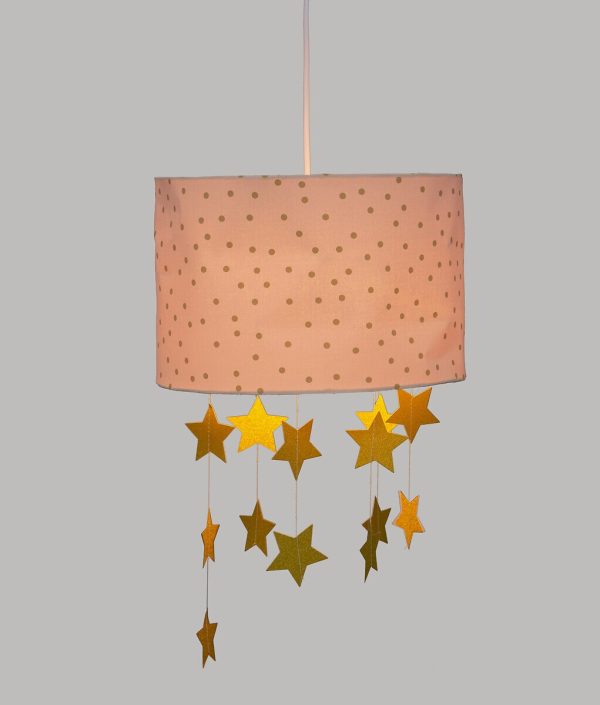 Rosa taklampa till barnrummet, stjärnor