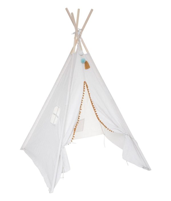 Tipitält med pompom till barnrummet, beige