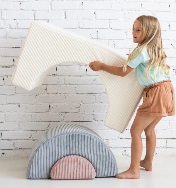 Babylove, Byggbara klossar i tyg Rainbow, beige