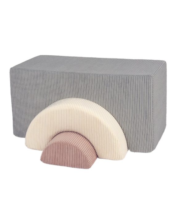 Babylove, Byggbara klossar i tyg Rainbow, grå