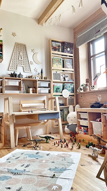 Hög boho bokhylla med två lådor i rotting - Bild 3