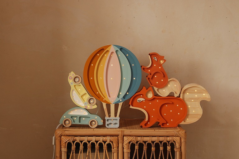 Little Lights, Nattlampa till barnrummet, Luftballong Retro rainbow - Bild 5