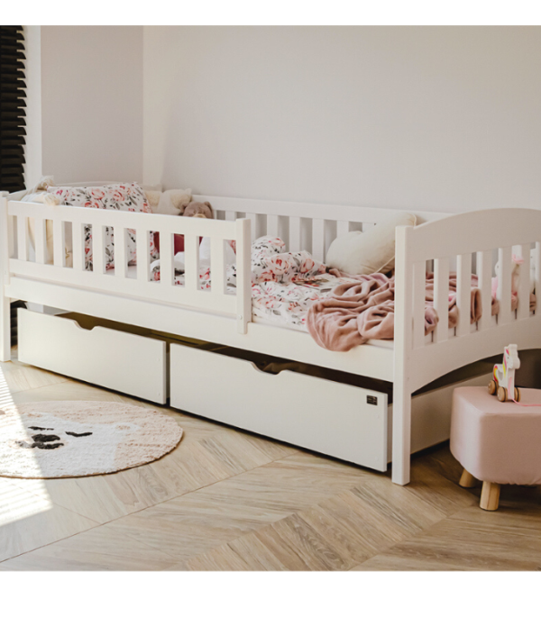 Vit barnsäng med förvaring, dagbädd George 90x200 cm