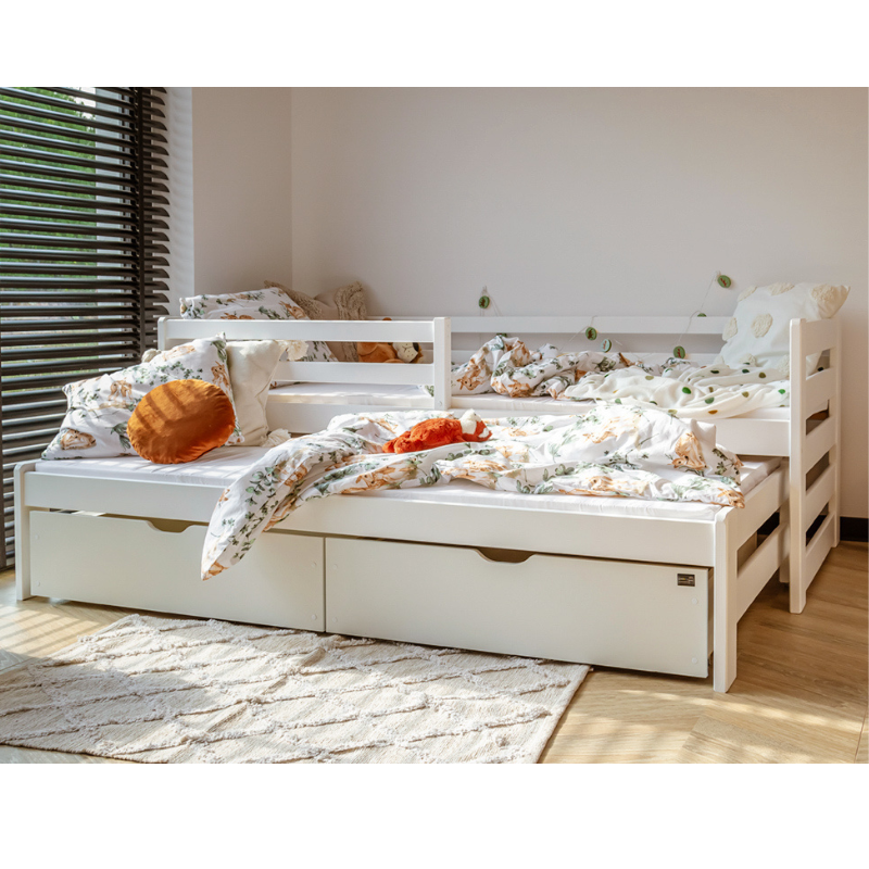 Vit barnsäng med extrasäng, dagbädd Sebastian 90x200 cm - Bild 4