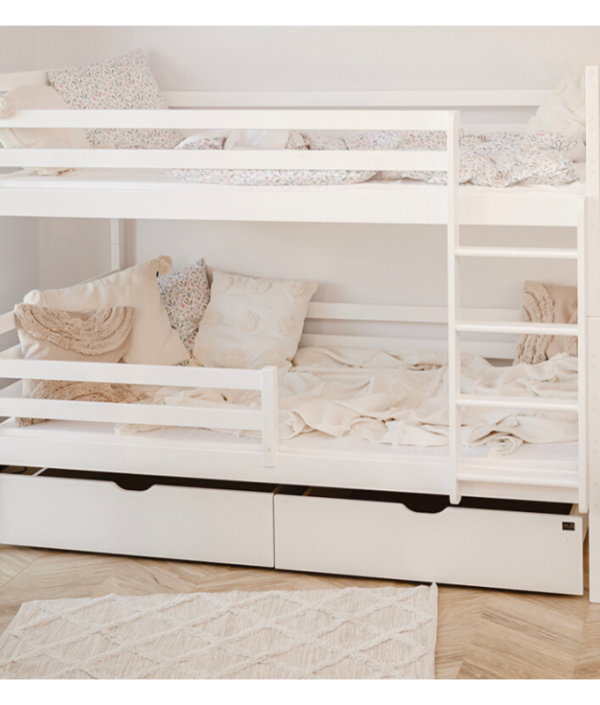 Vit våningssäng med förvaring, Naomi 90x200 cm