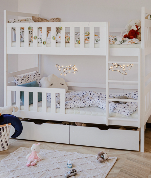 Vit våningssäng med förvaring, Misty 90x200 cm