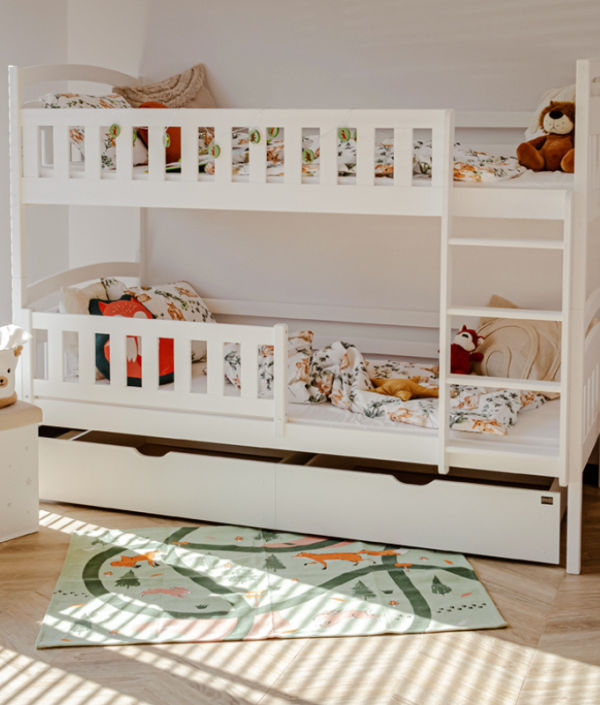 Vit våningssäng med förvaring, Indigo 80x180 cm