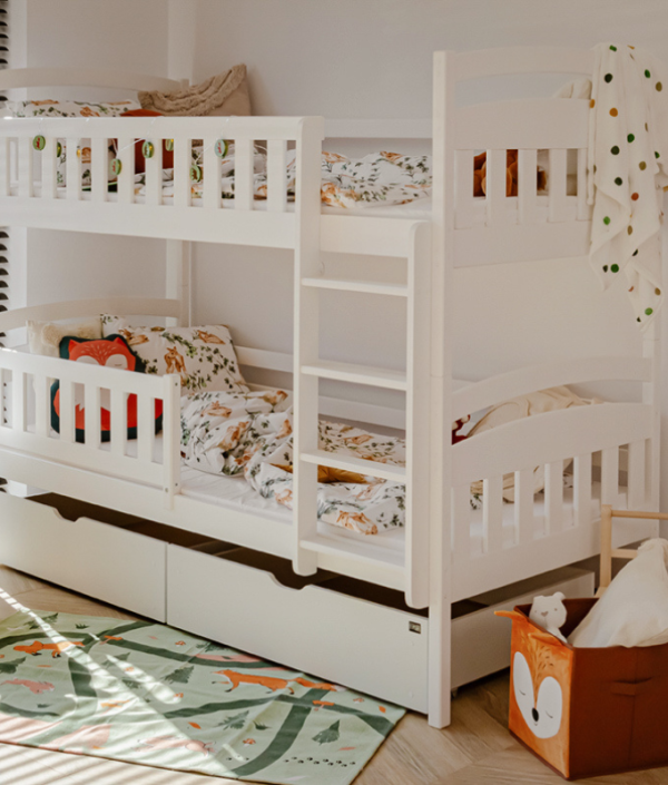 Vit våningssäng med förvaring, Indigo 80x180 cm