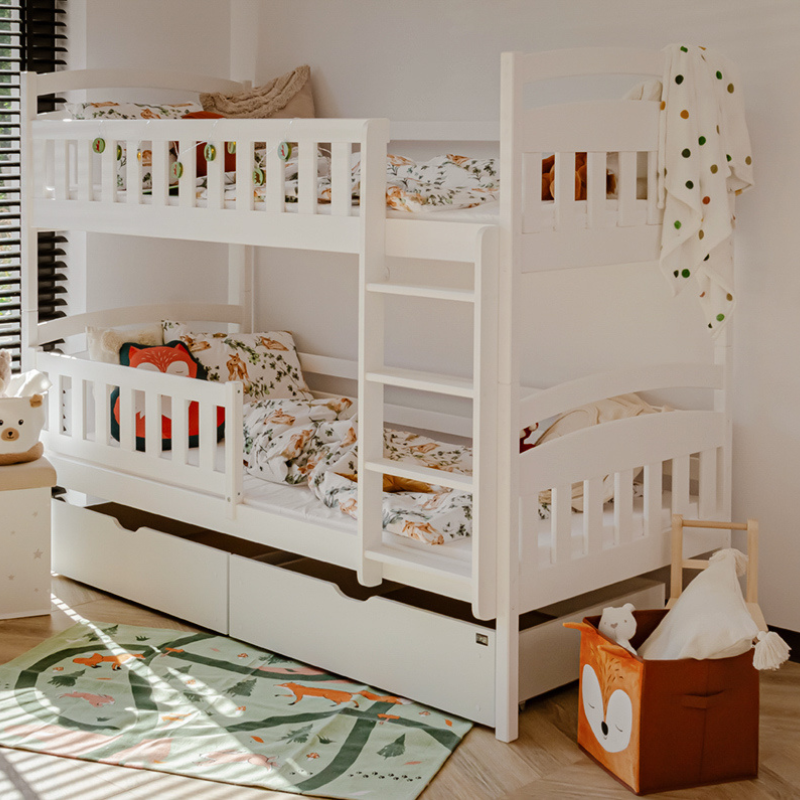 Vit våningssäng med förvaring, Indigo 80x180 cm