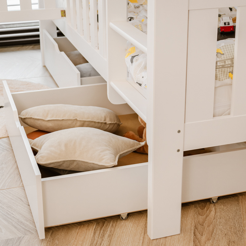 Vit våningssäng med stödbräda med lås, Kinley 80x180 cm - Bild 11