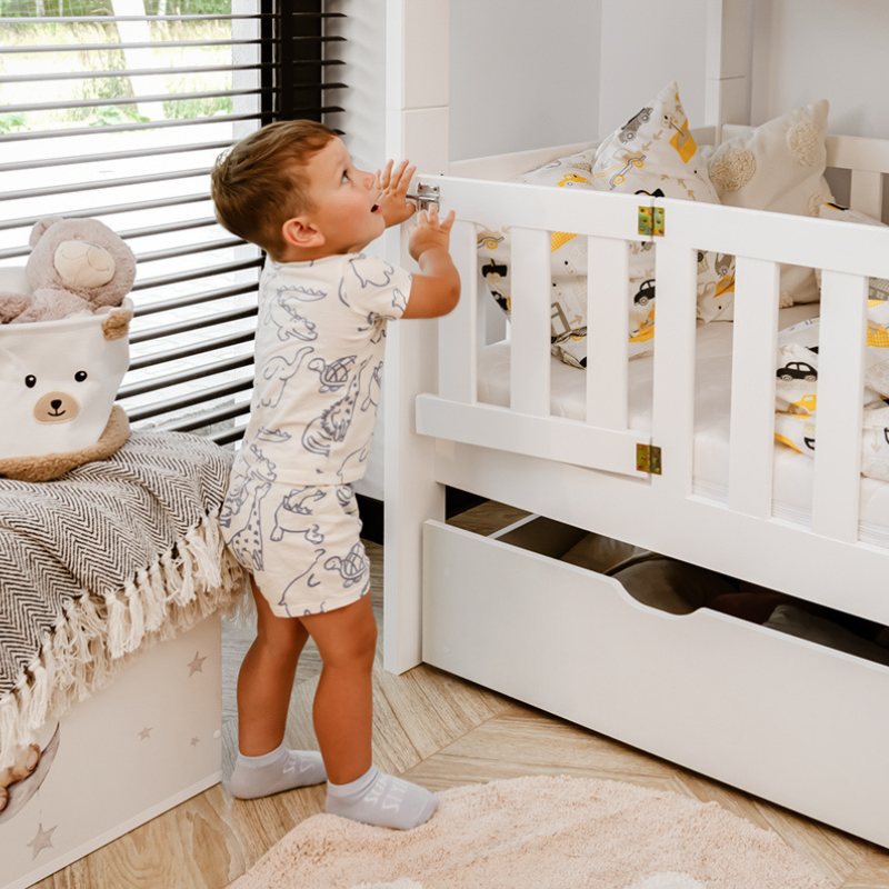 Vit våningssäng med stödbräda med lås, Kinley 80x180 cm - Bild 4