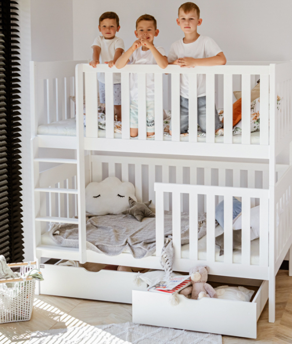 Vit våningssäng med förvaring, Daniel 80x180 cm