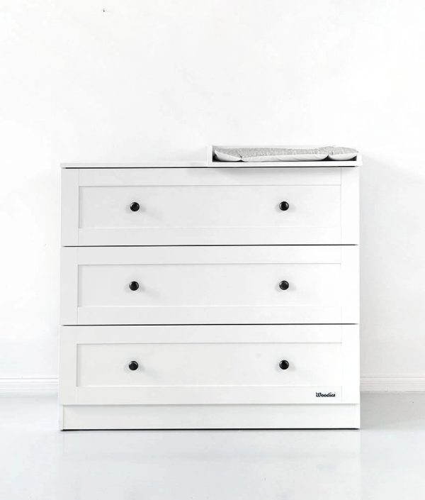 Klassisk byrå och skötbord, vit