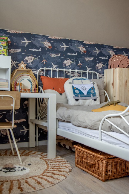 Dekorillo, tapet Planes and helicopters navy blue - Bild 3