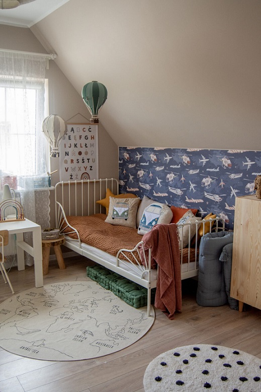 Dekorillo, tapet Planes and helicopters navy blue - Bild 4