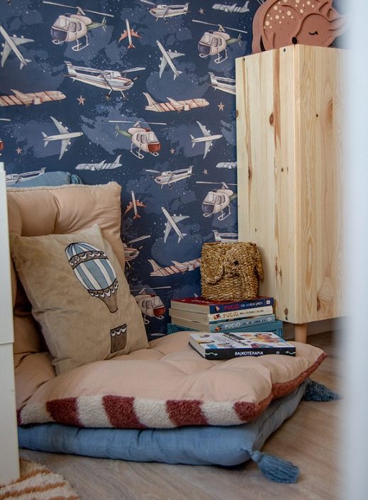 Dekorillo, tapet Planes and helicopters navy blue