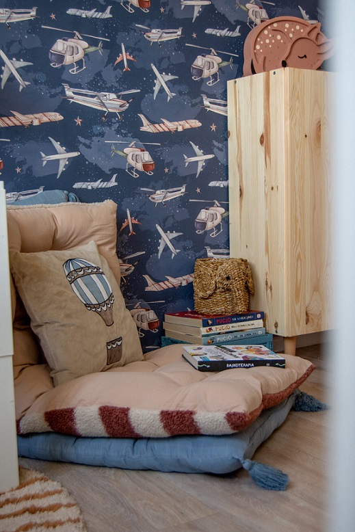 Dekorillo, tapet Planes and helicopters navy blue - Bild 2