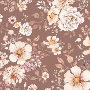 Dekorillo, tapet Boho flowers brown