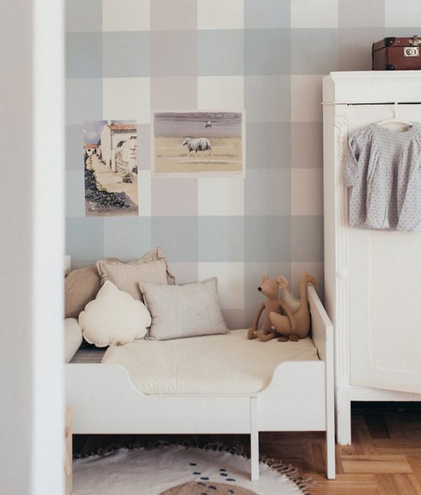 Dekornik, tapet Retro Check Beige Blue Big