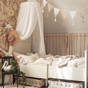 JaBaDaBaDo, tygvimpel med tofsar, beige/vit