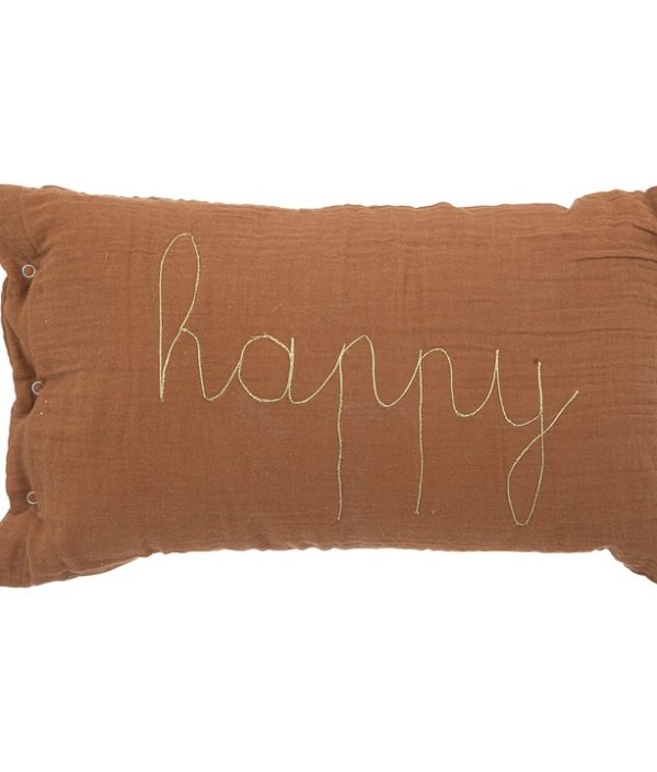 Brun rektangulär kudde, Happy
