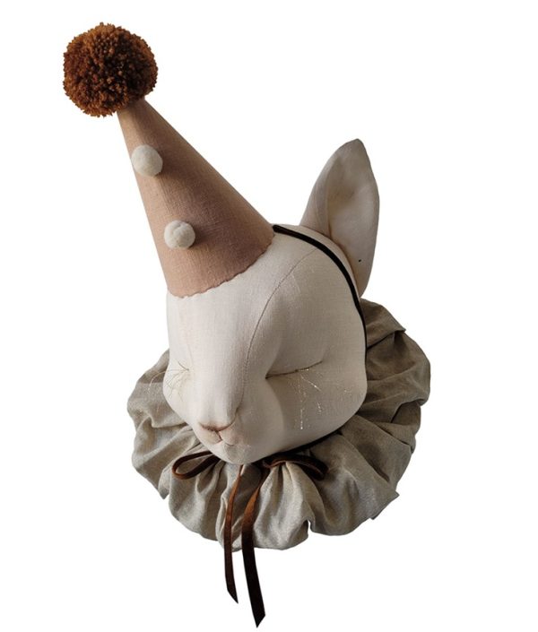 Väggdekoration ljusbeige katt med hatt djurhuvud