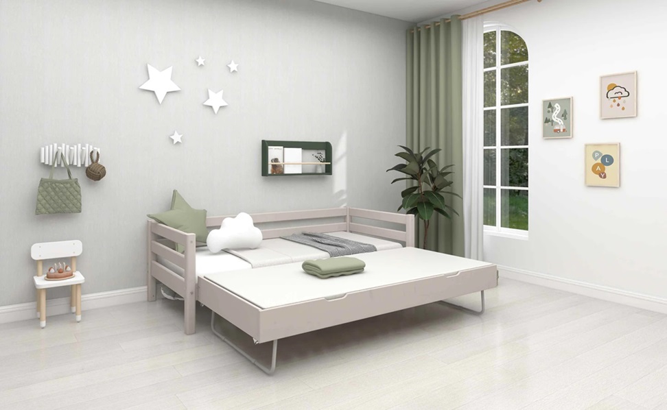 Flexa, barnsäng med utdragbar säng 90x200 cm Classic, grå - Bild 4