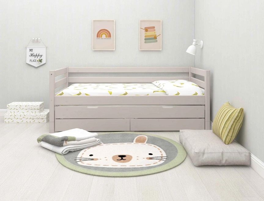 Flexa, barnsäng med förvaring och extra säng 90x200 cm Classic, grå - Bild 2