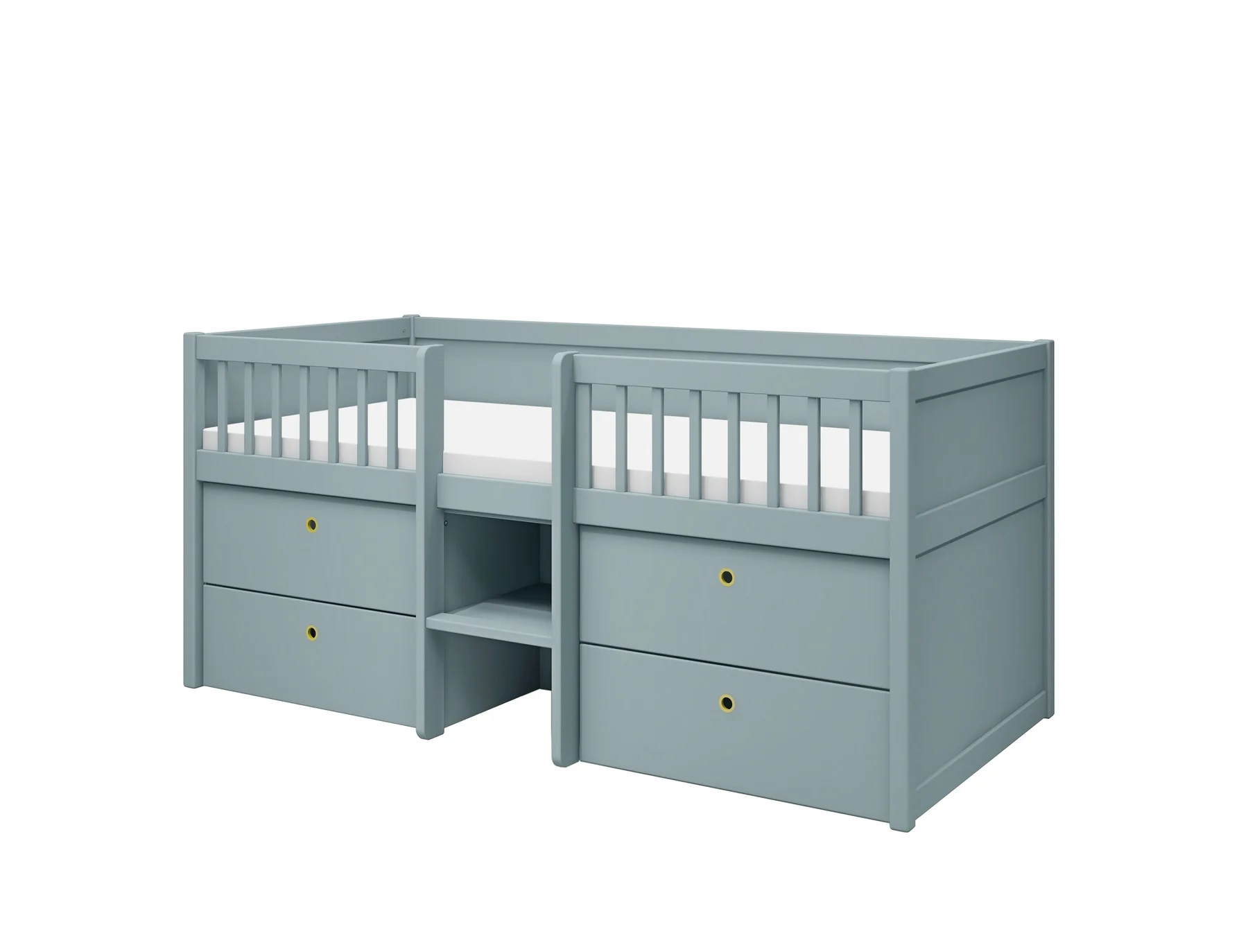 Flexa, hög barnsäng med förvaring 90x200 cm Freja, blå