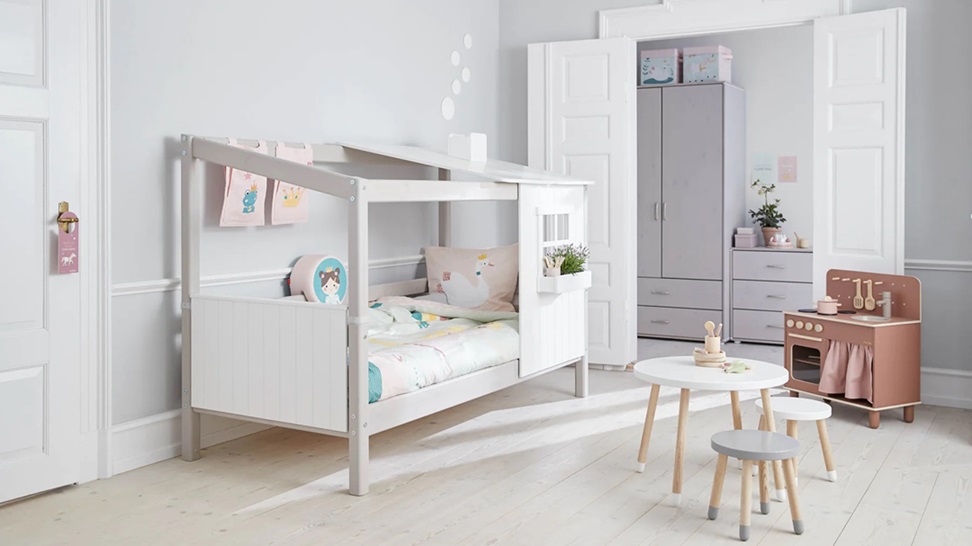 Flexa, hussäng 90x200 cm Classic Half House, vit/grå - Bild 3