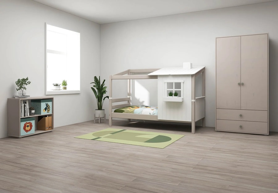 Flexa, hussäng 90x200 cm Classic Half House, vit/grå - Bild 4