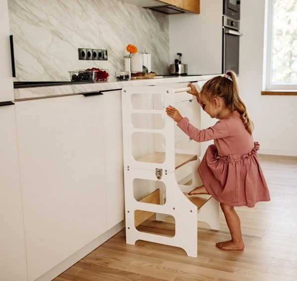 Duck Woodworks, Byggbar kökspall vit/natur