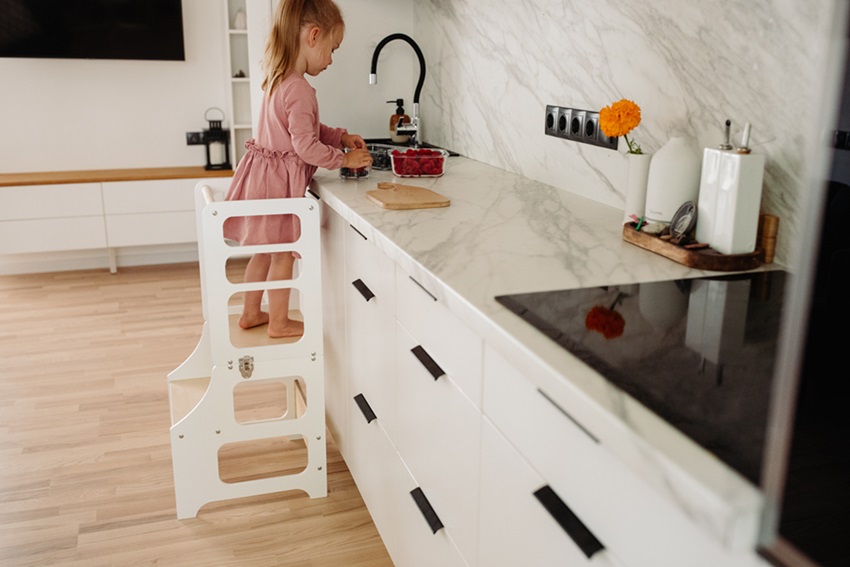 Duck Woodworks, Byggbar kökspall vit/natur - Bild 6