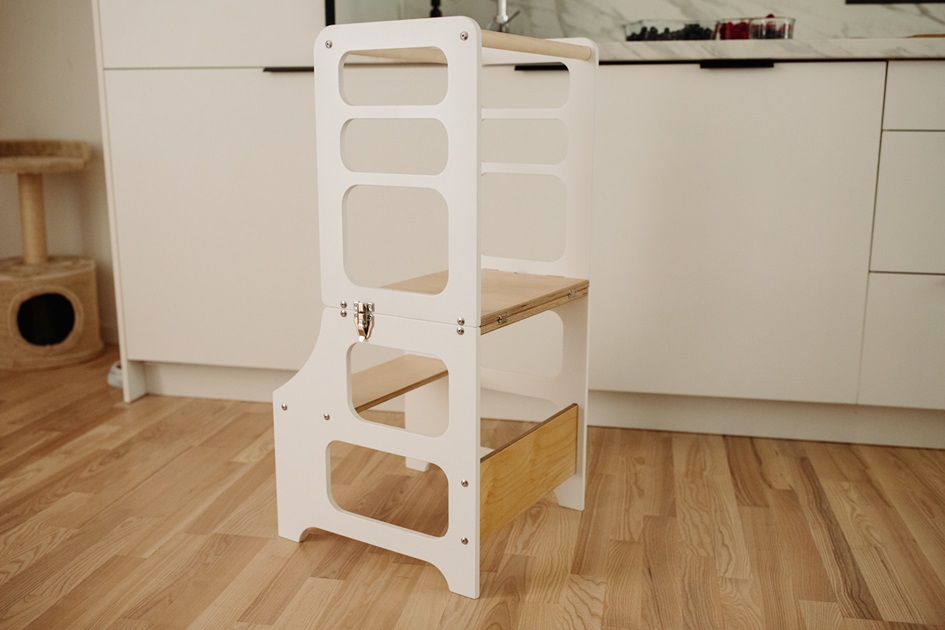 Duck Woodworks, Byggbar kökspall vit/natur - Bild 8