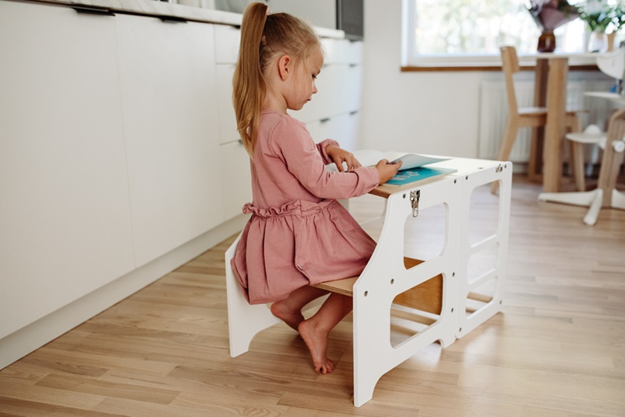 Duck Woodworks, Byggbar kökspall vit/natur - Bild 2