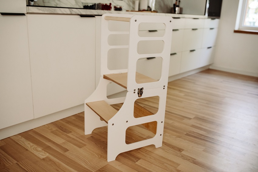 Duck Woodworks, Byggbar kökspall vit/natur - Bild 3