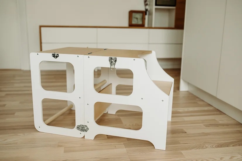 Duck Woodworks, Byggbar kökspall vit/natur - Bild 4