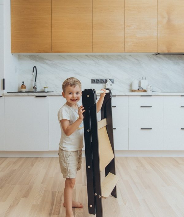 Duck Woodworks, Hopfällbar hjälpa till pall, svart/natur