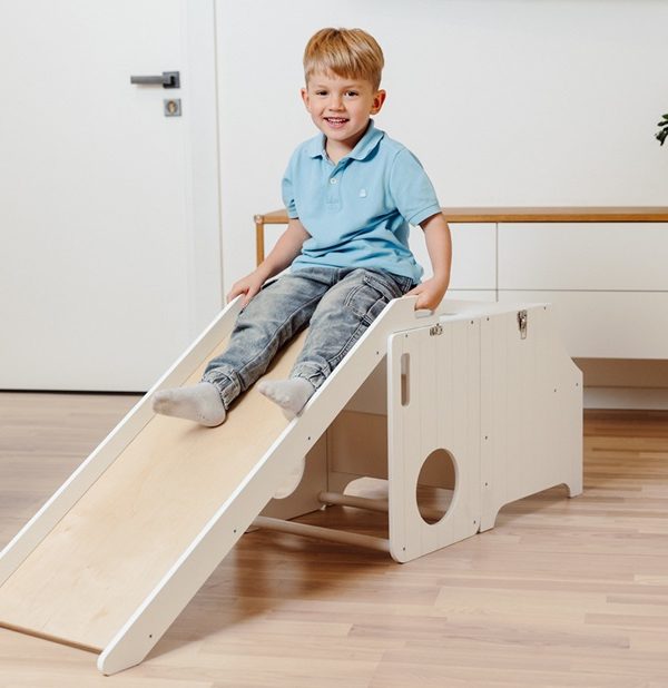 Duck Woodworks, Byggbar kökspall med rutschkana, vit