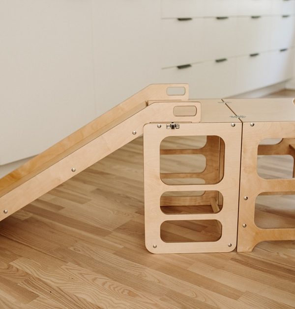 Duck Woodworks, Byggbar kökspall med rutschkana, natur