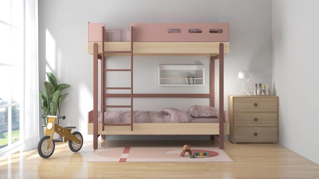 Flexa, våningssäng Popsicle 90x200 cm, cherry oak - Bild 3