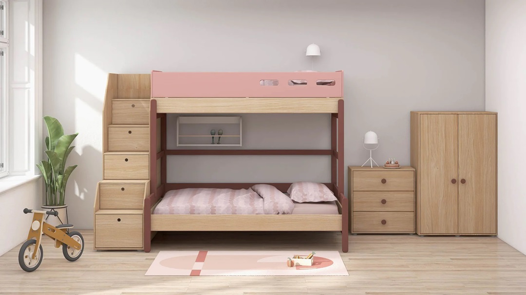 Flexa, familjesäng trappa Popsicle 90x200/140x200, cherry oak - Bild 2