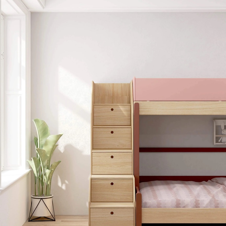 Flexa, familjesäng trappa Popsicle 90x200/140x200, cherry oak - Bild 3