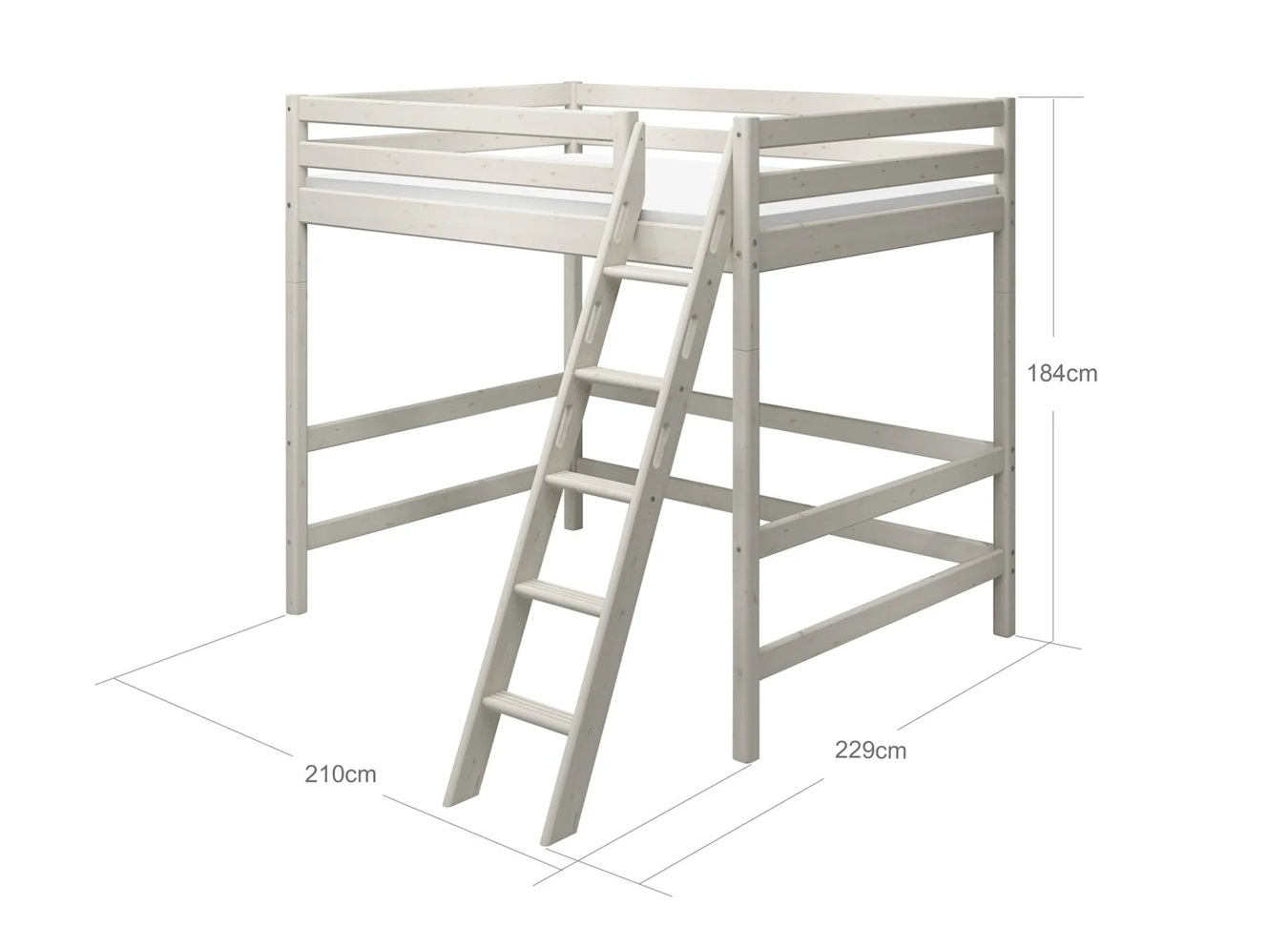 Flexa, hög loftsäng 140x200 cm Classic, vit - Bild 9
