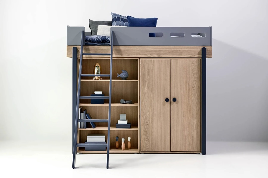 Flexa, hög loftsäng 90x200 cm Popsicle, blueberry oak - Bild 5