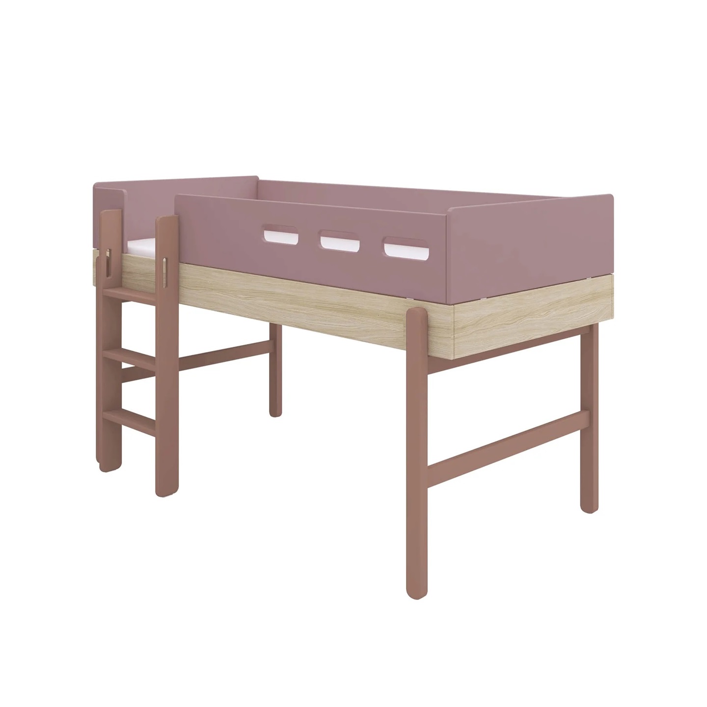 Flexa, låg loftsäng 90x200 cm Popsicle, cherry oak